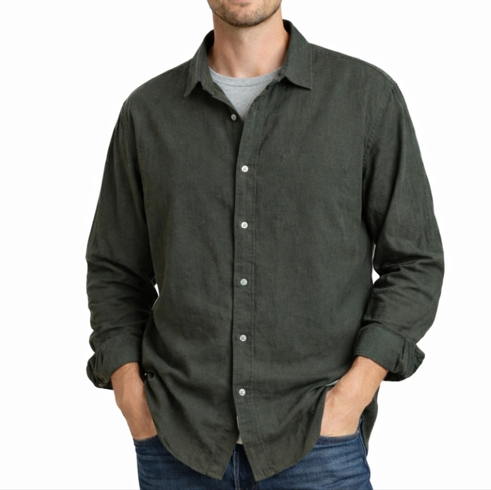 Julian & Mark Mens XXL Green Speckled Button Up Shirt Casual Long Sleeve NWOT